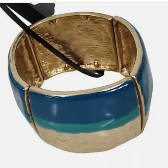 Illuminata Blue Green Gold Jewelry Set Bracelet & Earrings - Picture 3 of 5